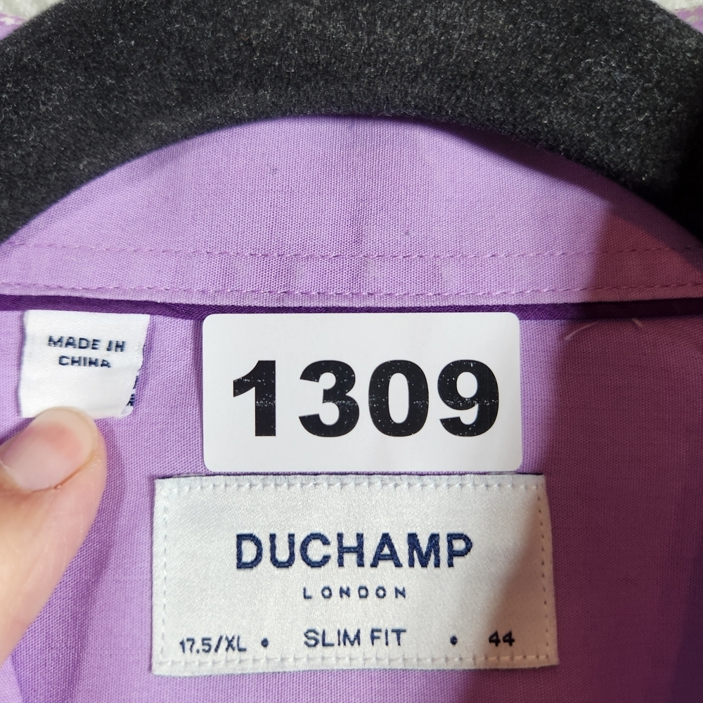 Duchamp Lavender Men's XL 17 1/2 44 Long Sleeve Button Down Shirt Flip Cuff - Picture 3 of 12
